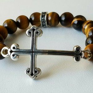 KING BABY STUDIO Celtic Cross Tiger Eye Bracelet